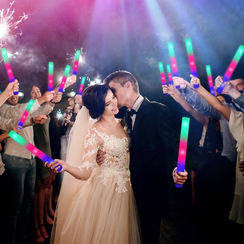 100PCS Colorful LED Foam Glow Sticks with 3 Flash Modes for Parties