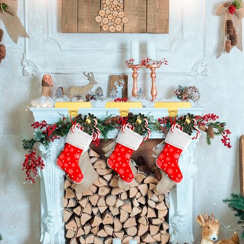 Christmas Stocking Holders Set of 4 Gold Mantel Hooks Fireplace Hangers Xmas Décor