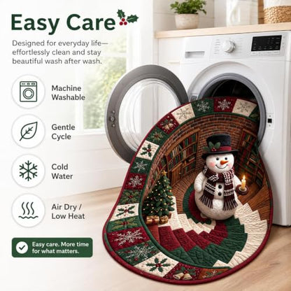 Christmas 3D Optical Illusion Round Rug - Holiday Floor Mat 40x40in (#U)