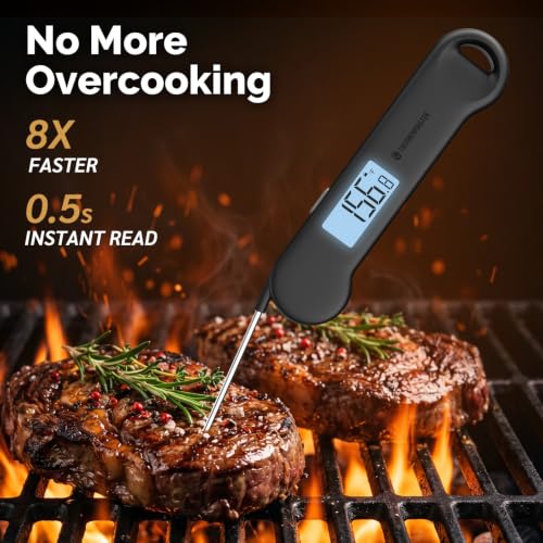 Instant Read Meat Thermometer Digital for Grill & Kitchen - Black