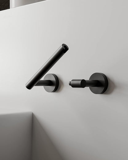 Ruacq Matte Black Toilet Paper Holder - Double Post Pivoting Design | Modern SUS 304 Stainless Steel Wall Mounted