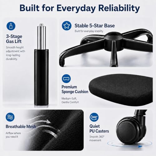 Ergonomic Office Chair with Lumbar Support for Lower Back Relief, Supports 330 lbs