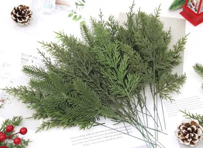 Artificial Pine Branches Assorted 60-Piece Christmas Greenery Set for Crafts and Decor