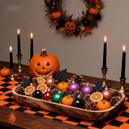 Halloween Mini Ornament Set - 1.57 Inch Purple, Orange, Green, Black Decor