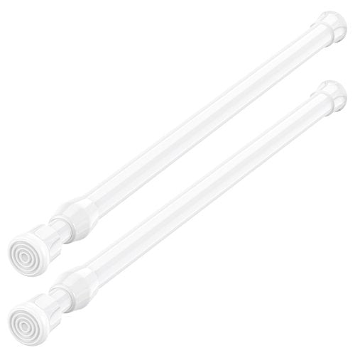 AIZESI Spring Tension Curtain Rods Short Tension Rod (White,17" to 28"-2Pcs)