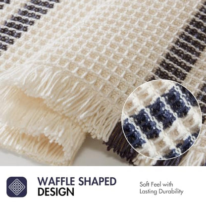 Navy Waffle Bath Rug 24x36 Inches - Non-Slip, Quick-Dry, Cotton Feel