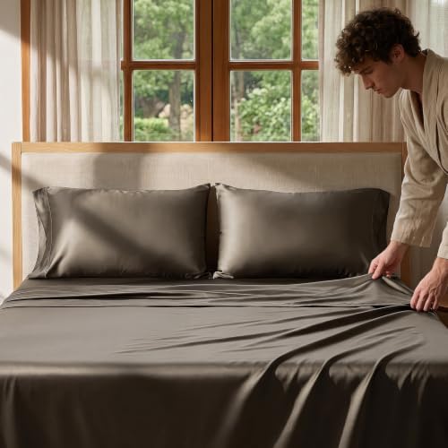 EverGrace King Size Rayon from Bamboo Sheet Set - Dark Brown, 400 Thread Count