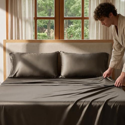 EverGrace King Size Rayon from Bamboo Sheet Set - Dark Brown, 400 Thread Count