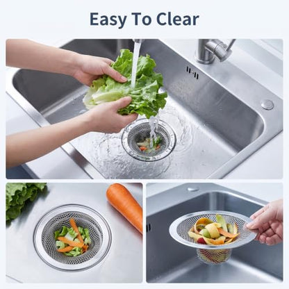 3 Pack Stainless Steel Drain Strainers for Bathtub & Shower Drain Cover