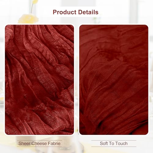 Terracotta Cheesecloth Table Runner Set - 6 Pack 35x120 Inches for Wedding & Party Decor