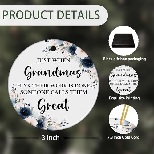 Grandma Pregnancy Announcement Ceramic Ornament - 3x3 Inch - Variation: Grandma