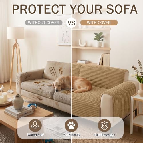 Waterproof Couch Cover for Dogs - Non-Slip Pet Sofa Protector, 36x71 Inches - Camel, 1 Piece