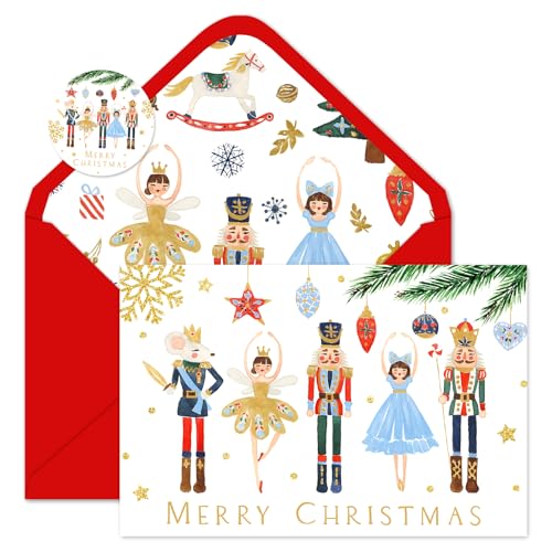 Christmas Greeting Cards Set with Envelopes & Stickers - 24 Pack 4x6 Inch Holiday Note Cards