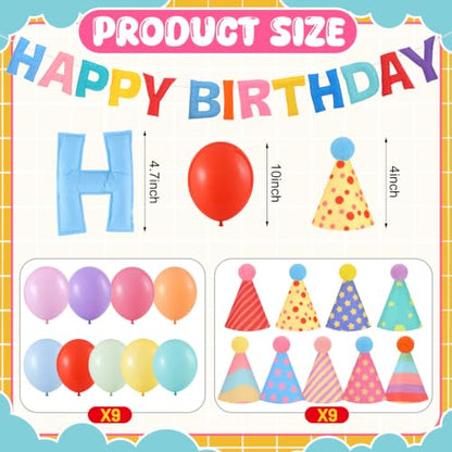 Mini Felt Party Hat Set with Pastel Balloons & Banner for Stuffed Animals