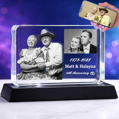 3D Crystal Photo Gift - Personalized Anniversary & Wedding Keepsake - Variation B