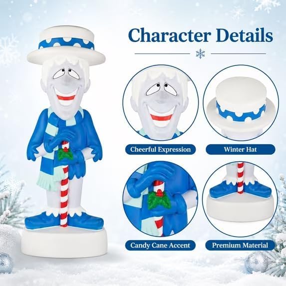 Blue Snow Miser Christmas Decor with LED Lights, Outdoor Blow Mold Figure