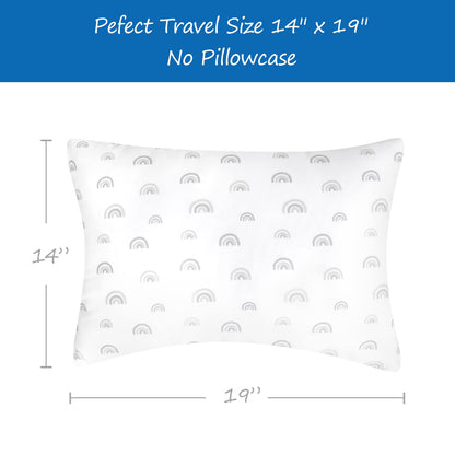 Toddler Pillow 14" x 19", Kids Pillows for Sleeping Perfect Boho Pillow for Child Travel, Toddler Cot Bed, Boys Gilrs, No Pillowcase Needed, Rainbow Print