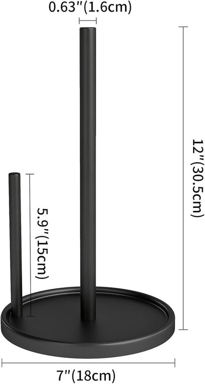 Jesginboo Paper Towel Holder - Stylish Black Countertop Design with Weighted Base for Stability