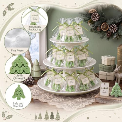 20 Christmas Tree Soaps Set - Handmade Holiday Guest Favors & Decor