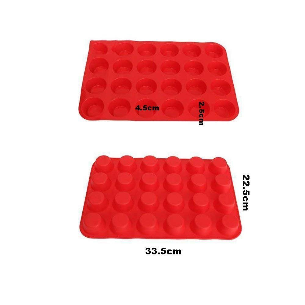 Silicone Mini Muffin Pan, Qtopun 4 Pack 24 Cups Silicone Mold Cups Baking Pan, Silicone Muffin Tins Baking Moulds-Multi Color