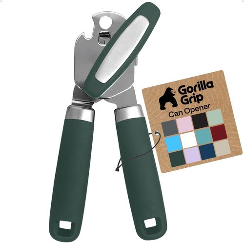 GORILLA GRIP Heavy Duty Can Opener - Smooth Edge Design with Comfortable Handle | Hunter Green