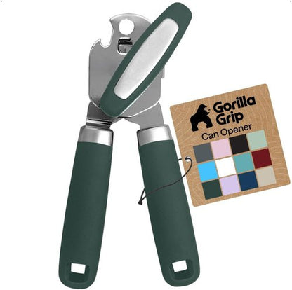 GORILLA GRIP Heavy Duty Can Opener - Smooth Edge Design with Comfortable Handle | Hunter Green