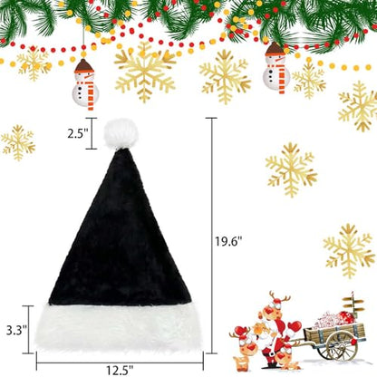 Black Santa Hat for Adults Christmas Party Holiday Costume - Santa Hat Variation