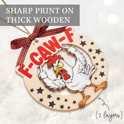 Funny Chicken Christmas Ornament - White Chick Variation