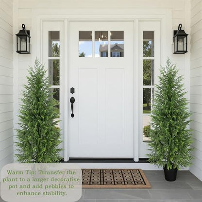 2 Pack 5ft Artificial Norfolk Pine Christmas Tree for Indoor Outdoor Decor - Real Touch Faux Tree with Black Pot