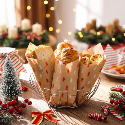 150 Pcs Christmas Wax Paper Sheets for Food Wrapping - Tree Variation