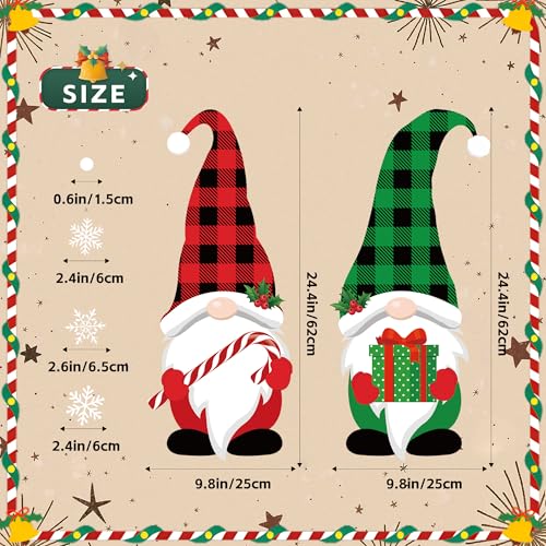 Extra Large Christmas Window Clings 2 Sheets Double-Sided Gnome Snowflake Decor