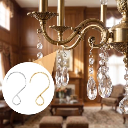 130Pcs Crystal Bead Curtain Hooks S-Shaped Hanging Clips - Gold & Silver