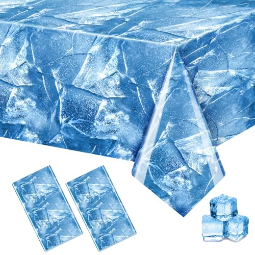 FuWeave 2 Pcs Ice Birthday Tablecloths 54 x 108 Inch Winter Party Decor - Variation 2
