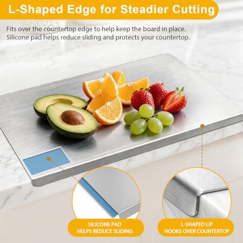 304 Stainless Steel Cutting Board with Lip - 15.7"L x 11.8"W