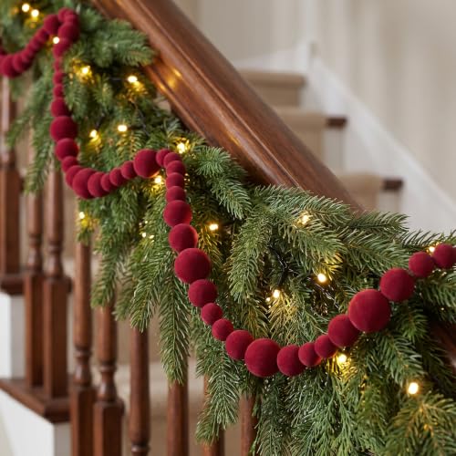 12Ft Velvet Bead Garland Christmas Wreath & Tree Decor - Red Variation