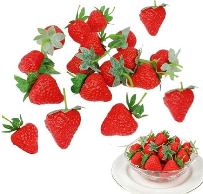 Artificial Strawberries 18 Pcs Realistic Decorative Fruit for Home Kitchen & Photography