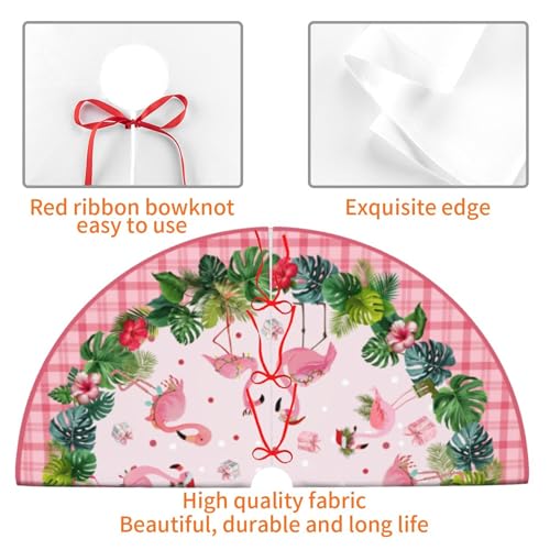 Pink Flamingos Christmas Tree Skirt 36 Inch Holiday Decor - Medium Flamingos