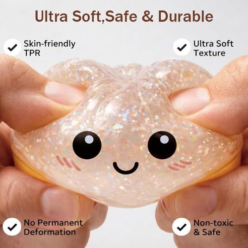 Glitter Dumplings - Soft Sensory Squeeze Toy | Stress Relief Glitter Squishies for Adults - White