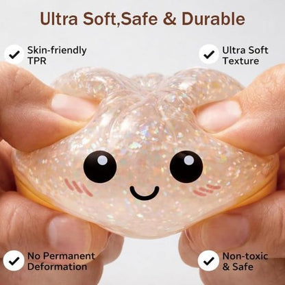 Glitter Dumplings - Soft Sensory Squeeze Toy | Stress Relief Glitter Squishies for Adults - White