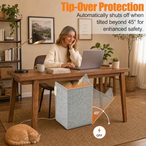 Grey Under Desk Heater with Foot Warmer & Blanket - Foldable & Quiet