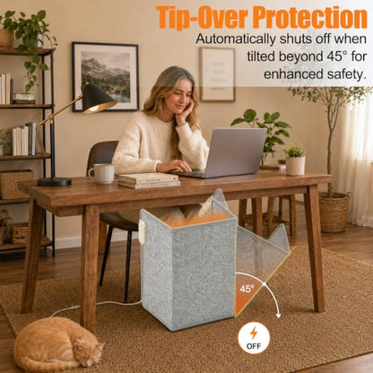Grey Under Desk Heater with Foot Warmer & Blanket - Foldable & Quiet