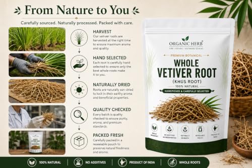 Organic Vetiver Root for Potpourri & Natural Fragrance - 4 oz