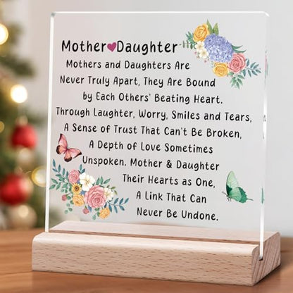 Mom Acrylic Desk Sign Plaque - Daughter Gift from Mother Christmas & Birthday Decor