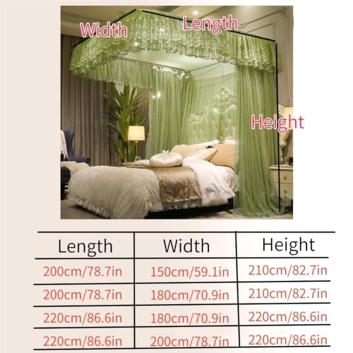 Adjustable U-Shaped Mosquito Net Bed Canopy with 3 Doors - Blue, Fits Queen & King Beds