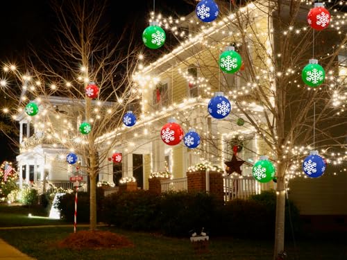 12 Pcs 9 Inch Inflatable Christmas Balls - Outdoor Yard Decor, Festive Holiday Ornaments