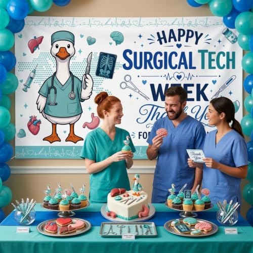 Surgical Tech Week Backdrop Banner - Hospital Appreciation Decor 71 x 43 Inch
