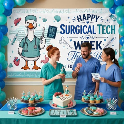 Surgical Tech Week Backdrop Banner - Hospital Appreciation Decor 71 x 43 Inch