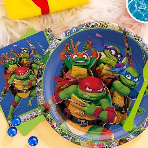 Multicolor TMNT: Mutant Mayhem Luncheon Napkins - 6.5" x 6.5" (Pack of 16) - Fun Design, Premium Quality & Eco-Friendly Material - Perfect for Kids' Party