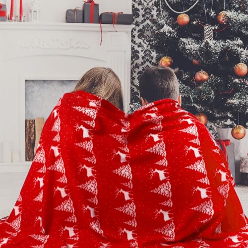 Snowflake Throw Blanket Set - 12 Red Fleece Blankets 50x60 Inch Xmas Bulk Variation