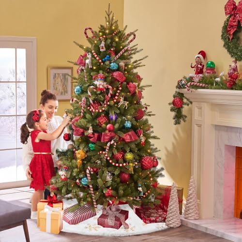 6 ft Prelit Aspen Fir Christmas Tree - Slim Blue Spruce Holiday Decor